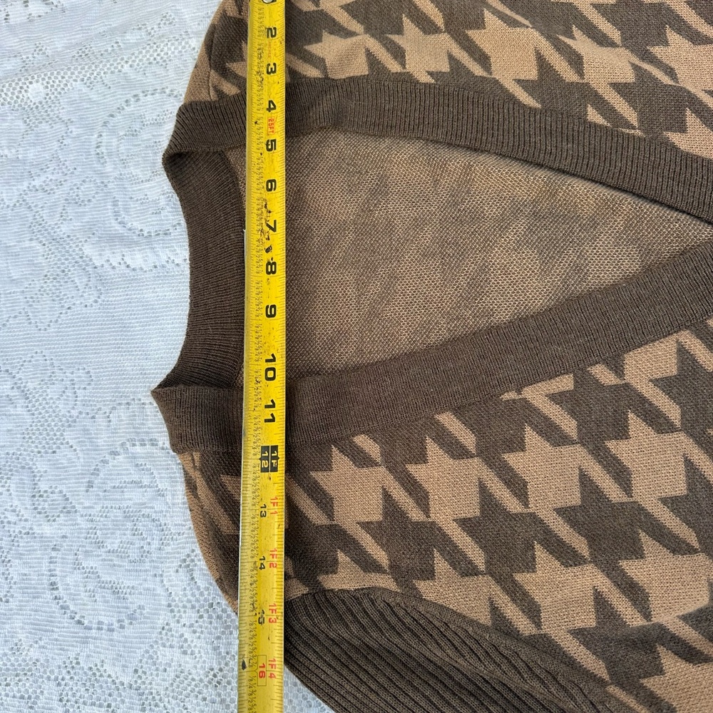 Halogen Brown Houndstooth Cardigan - Picture 2 of 8